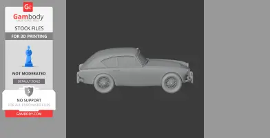 3D model of an AC Aceca car, side view, designed for 3D printing.
