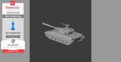 3D model of a heavy tank with detailed turret and tracks, designed for 3D printing.