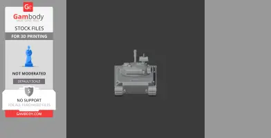 3D model of a heavy tank, front view, showing detailed armor and turret, optimized for 3D printing.