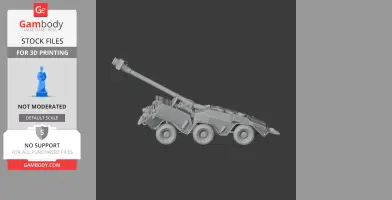 A 3D model of a 152 mm SpGH DANA self-propelled howitzer on a wheeled chassis.