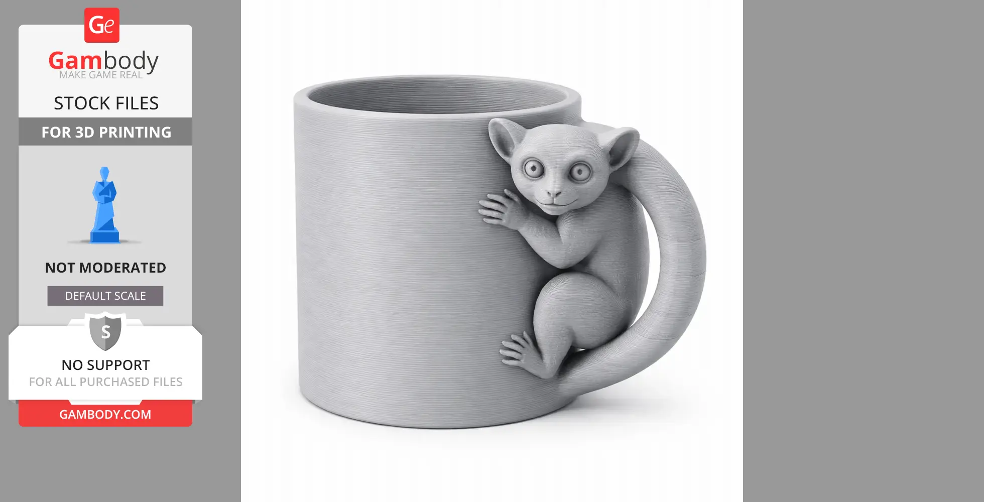 Lemur Mug - Animal Wall Hook STL
