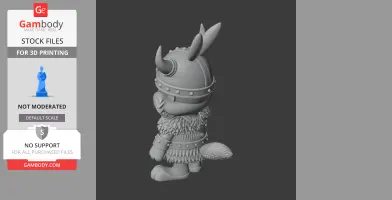 A cartoon rabbit wearing a Viking helmet and furry outfit, in a 3D printable model.