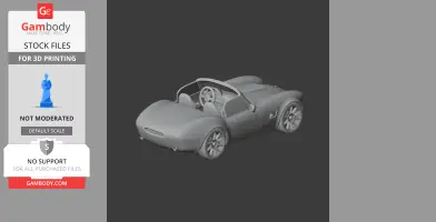 3D model of an AC Cobra GT Roadster for 3D printing, showcasing detailed exterior and interior.