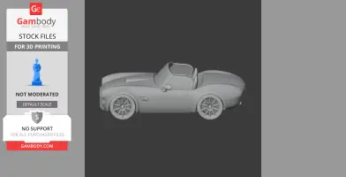 3D model of AC Cobra GT Roadster, side view, detailed wheels, open top, for 3D printing.