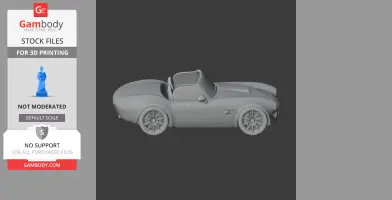 3D model of a classic AC Cobra GT Roadster, side view, optimized for 3D printing.