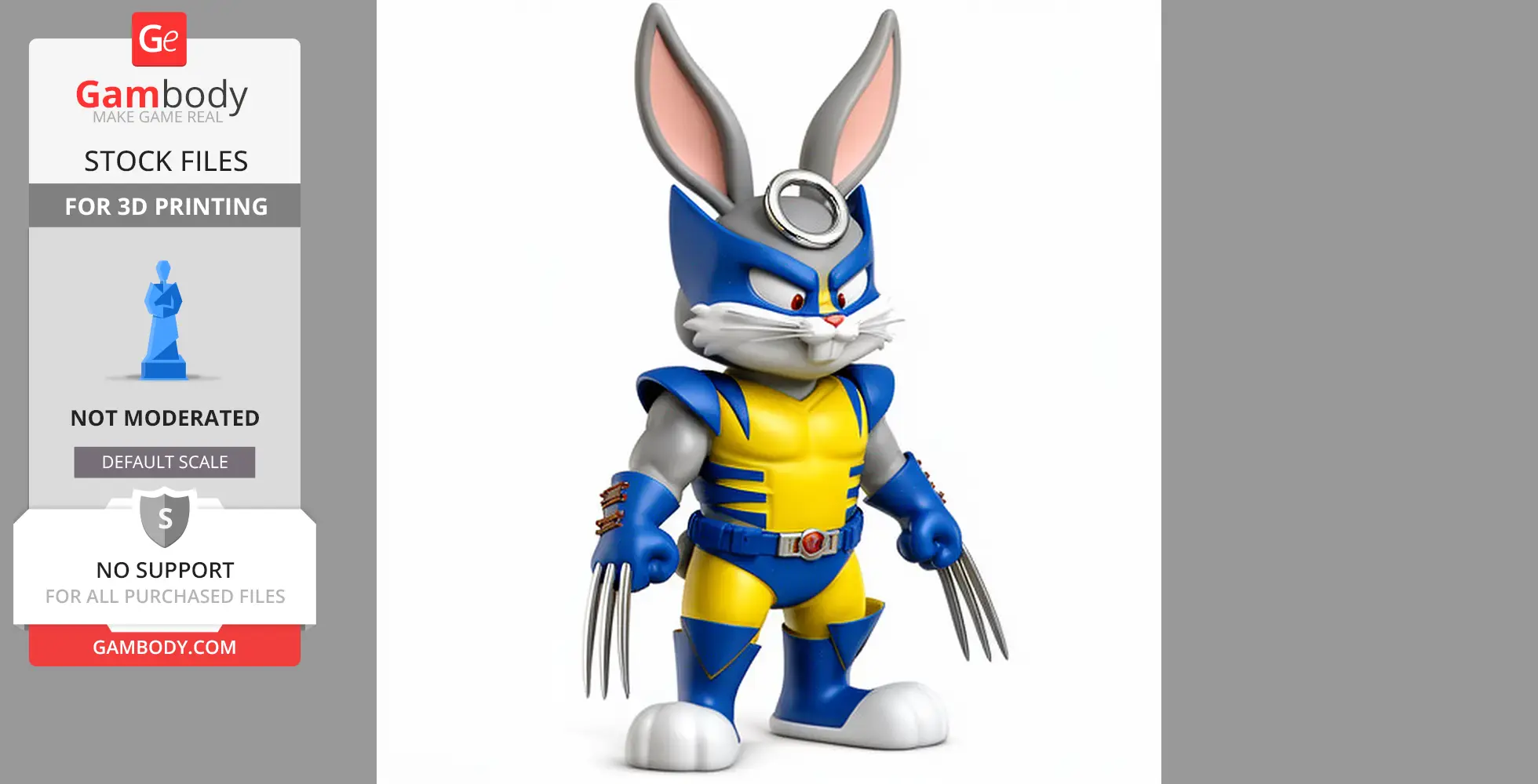 Bugs Bunny Wolverine Ring Figure - Mashup Figure STL