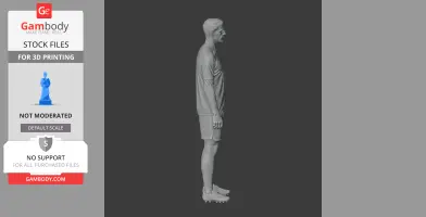 A 3D model of a standing man in athletic attire, depicted in a neutral pose, ready for 3D printing.