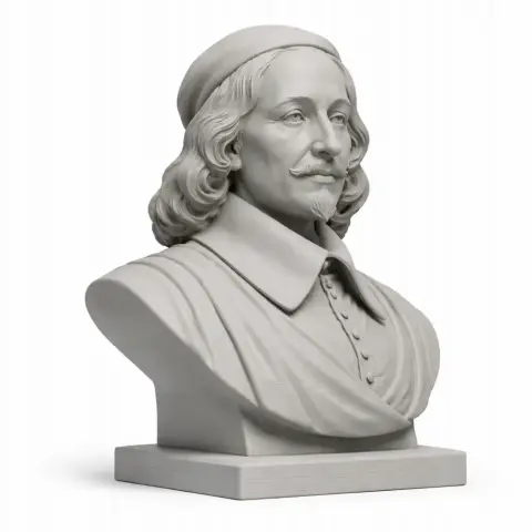 3D-printable bust of a historical figure, featuring a detailed hairstyle and classical attire.