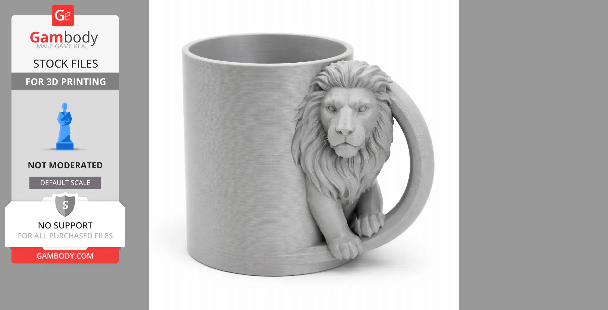 Lion Mug - Animal Wall Hook STL