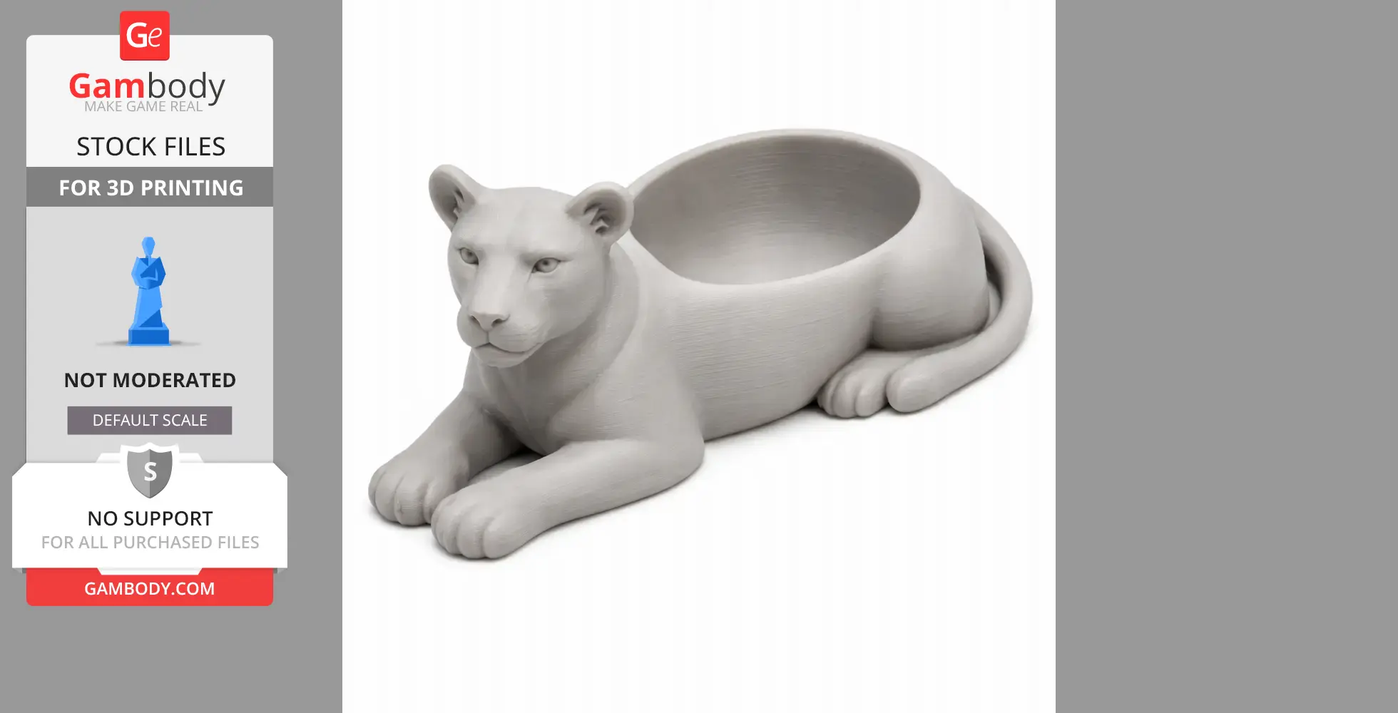 Lioness Bowl - Animal Wall Hook STL