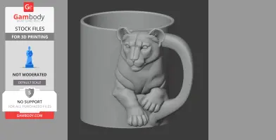 Lioness Mug - Animal Wall Hook STL