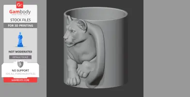 Lioness Mug - Animal Wall Hook STL