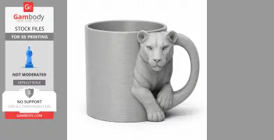 Lioness Mug - Animal Wall Hook STL