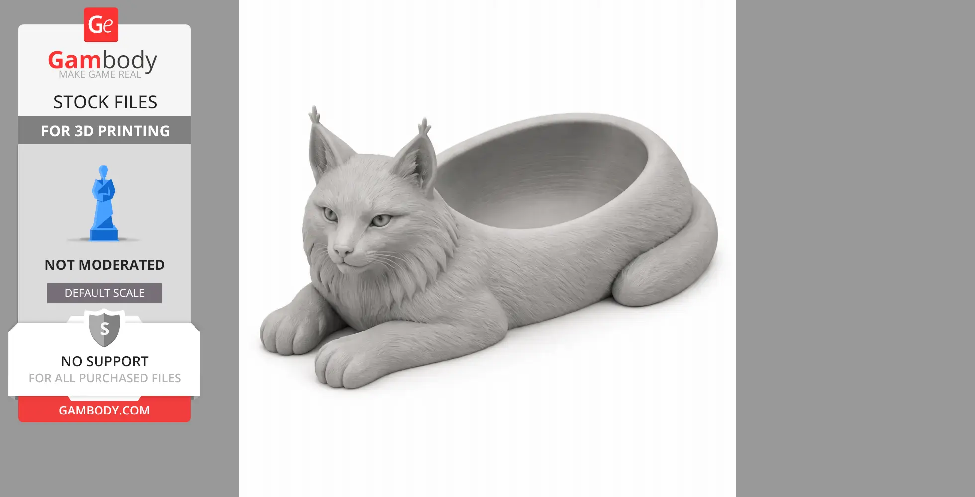 Lynx Bowl - Animal Wall Hook STL