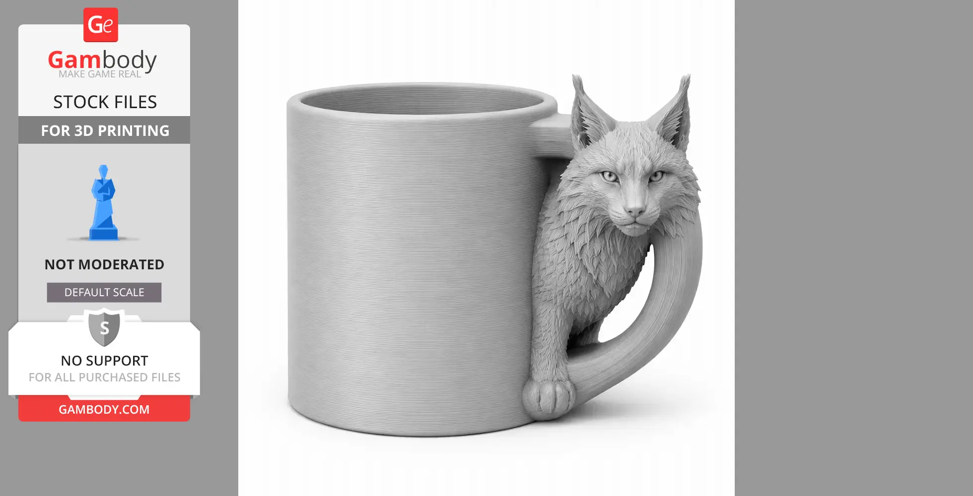 Lynx Mug - Animal Wall Hook STL