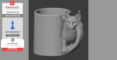 Lynx Mug - Animal Wall Hook STL