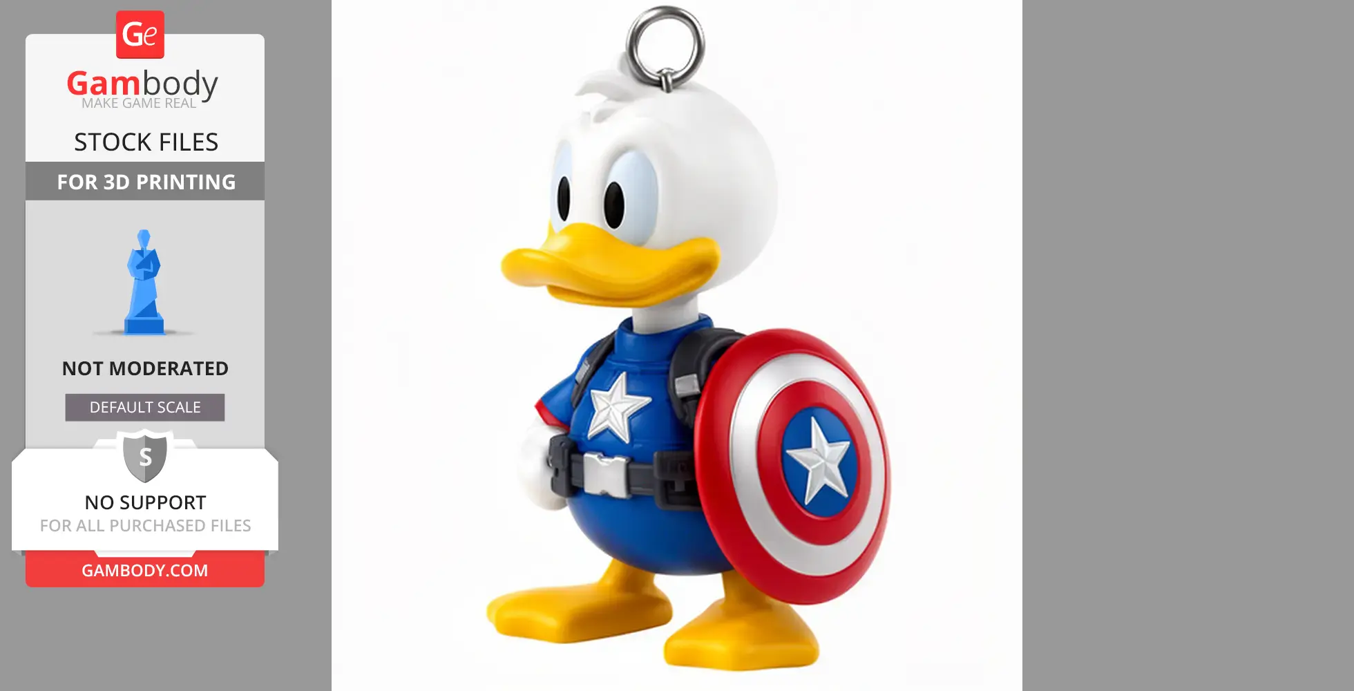 Donald Duck Captain America Ring Figure - Mashup Figure STL