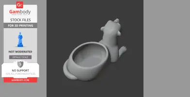 3D model of a meerkat-shaped bowl with a tail feature, designed for wall mounting.