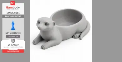 A 3D printed meerkat-shaped bowl with intricate detailing for decorative use.