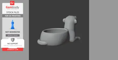 A 3D model of a meerkat-shaped bowl with the animal's back serving as a wall hook.