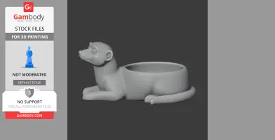 3D model of a meerkat-shaped bowl, designed as a wall hook for 3D printing.