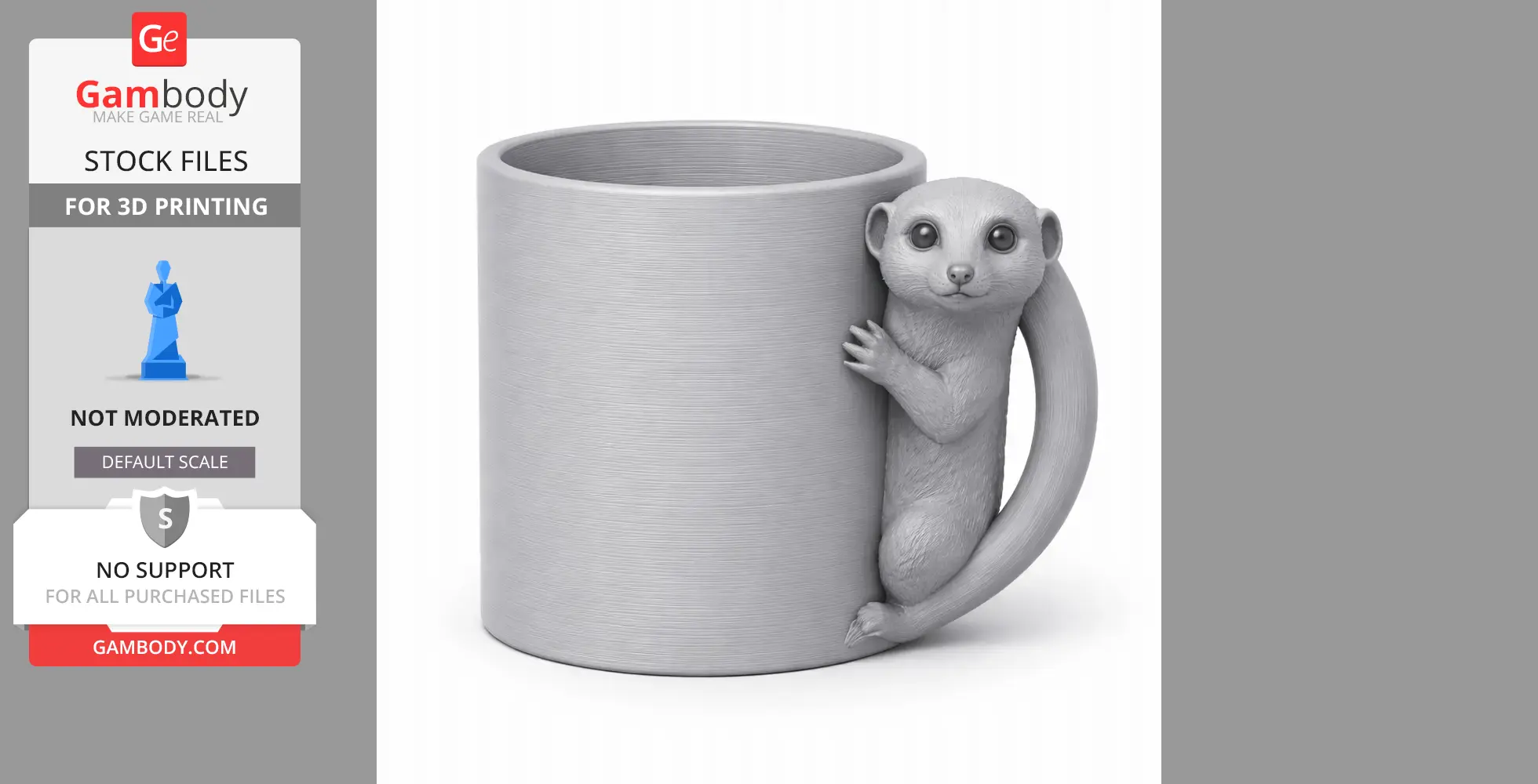 Meerkat Mug - Animal Wall Hook STL