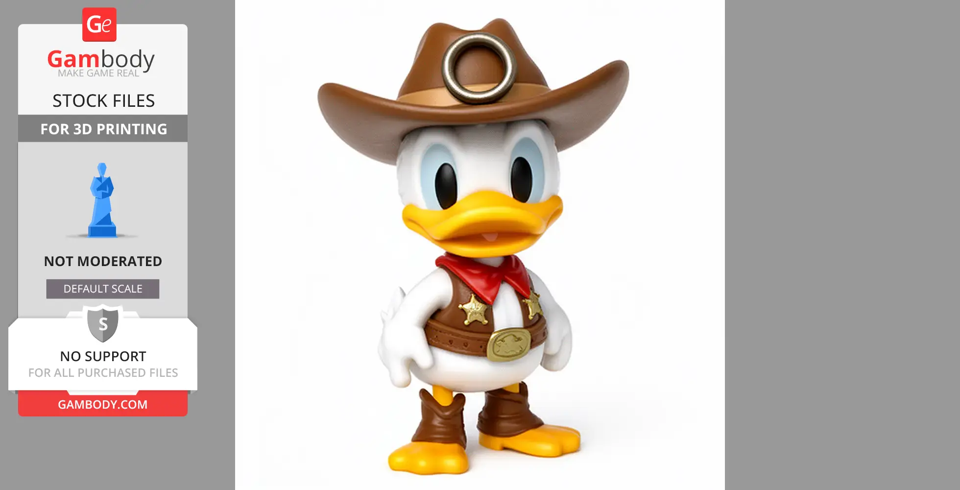 Donald Duck Cowboy Ring Figure - Mashup Figure STL