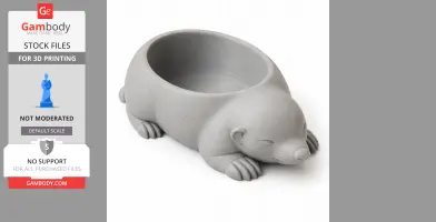 3D printed mole-shaped bowl with a round, open top, designed as a charming animal wall hook.