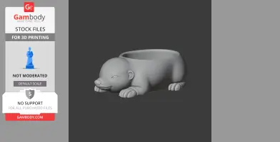 3D model of a mole-shaped bowl with protruding limbs, designed as an animal wall hook for printing.