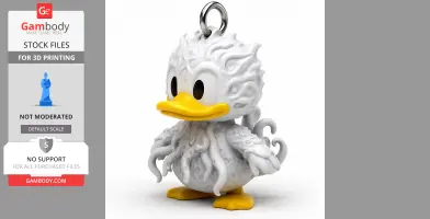Tentacled duck figure with a Cthulhu-inspired design, featuring a removable ring on its head.