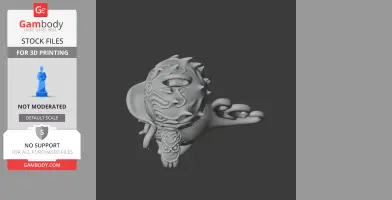 A 3D model of a ring featuring a mashup between Donald Duck and Cthulhu, with intricate details.