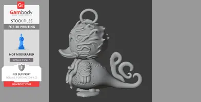A Donald Duck and Cthulhu mashup figure with tentacles and a ring on top, designed for 3D printing.