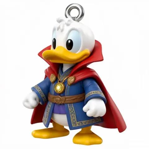 A duck character in a wizard cape and outfit, combining Donald Duck and Doctor Strange designs.