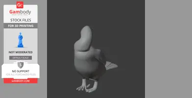 A 3D model of a flightless cormorant, featuring a rounded body and detailed feet, for 3D printing.