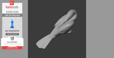 3D model of a flightless cormorant, detailed with folded wings and a long beak, for printing.