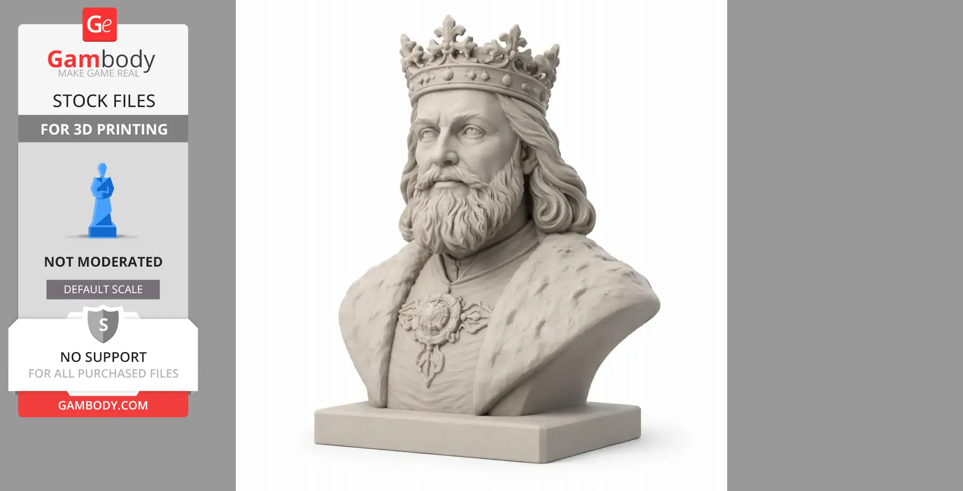 Casimir the Great Bust - Historical Warrior STL
