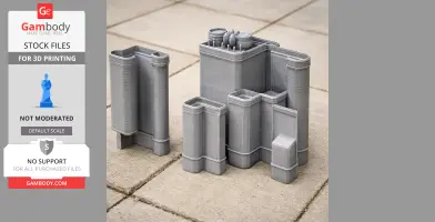 3D printed model of Ak-Saray Palace architecture with cylindrical towers, displayed on a tiled surface.