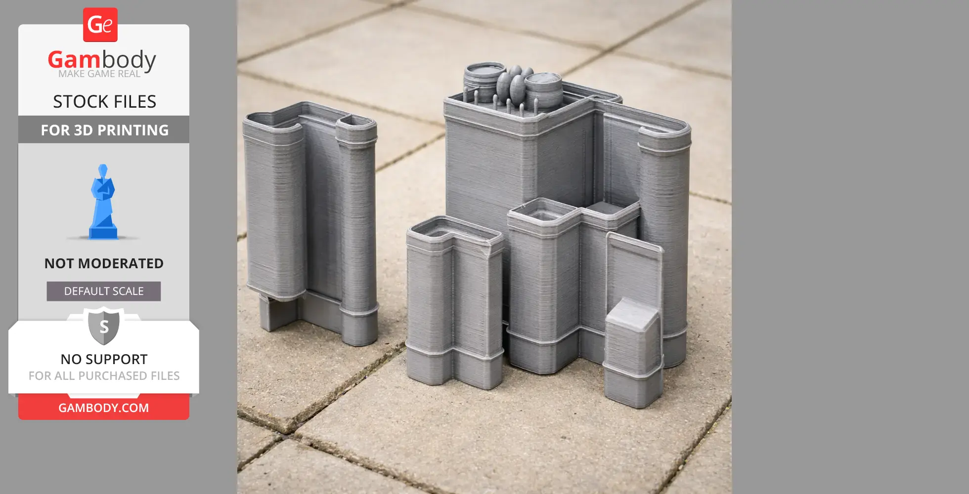 3D printed model of Ak-Saray Palace architecture with cylindrical towers, displayed on a tiled surface.