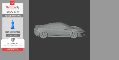 3D model of an Acura NSX car, side view, for 3D printing.