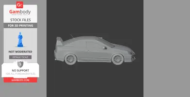 3D model of an Acura RSX, side view, detailed for 3D printing.