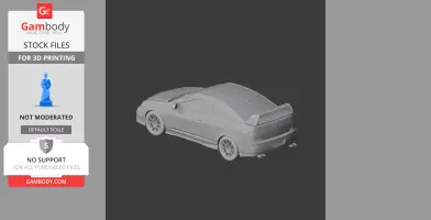 3D model of an Acura RSX, rear view, designed for 3D printing at default scale.