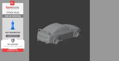 3D model of an Acura RSX car, shown from the rear side, designed for 3D printing.