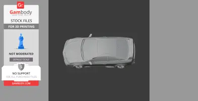 Top view of a 3D model of an Acura RSX, suitable for 3D printing, in a monochrome grey color.