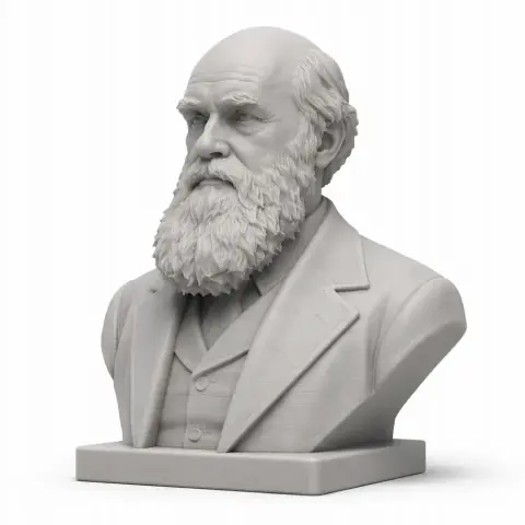 Bust of an elderly bearded man in a suit on a square base, designed for 3D printing.