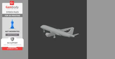 3D model of an Airbus A220 airplane in flight, for 3D printing.