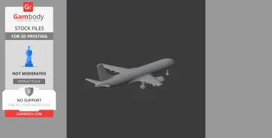 3D model of an Airbus A220 airplane, designed for 3D printing, shown in a side perspective.