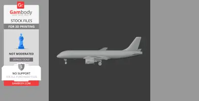 Gray 3D model of Airbus A220 airplane for 3D printing, displayed on a dark background.