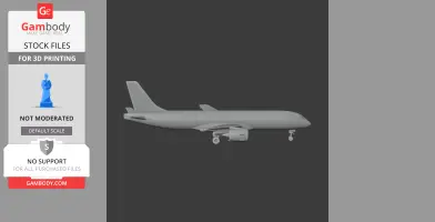 3D model of an Airbus A220 airplane, side view, designed for 3D printing.