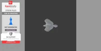3D model of a soaring eagle in flight, designed for 3D printing.