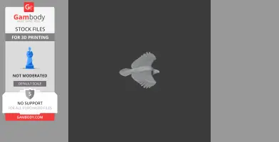 3D model of a Greater Spotted Eagle in flight, with detailed wings and body, set against a neutral background.